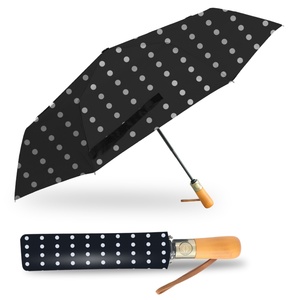 Windproof Fiberglass Ribs <b>Umbrella</b> Fashionable Folding <b>Umbrella</b> With Wooden Handle for Retail Resellers - Product Image 1