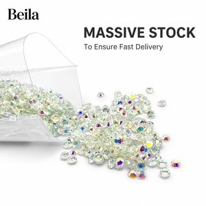 Cristales Decorativos <span class=keywords><strong>de</strong></span> Diamante con Reverso Plano, Piedras <span class=keywords><strong>de</strong></span> Vidrio Redondas sin Fijación en Caliente para Decoración <span class=keywords><strong>de</strong></span> Prendas, Pedrería para Uñas - Product Image 4