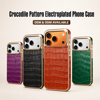 Étui de téléphone antichoc en cuir véritable à motif crocodile électroplaqué, personnalisé, directement de l'usine OEM/ODM, pour la série Apple