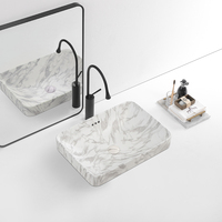 Lavabo de salle de bain en céramique de haute qualité, facile à nettoyer, avec décor décoratif, pour aménagement sanitaire