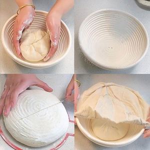Moule à levain, couverture en tissu pour levain, crochet danois, panier à <span class=keywords><strong>pain</strong></span> en blé spelt, coupe-pâte carré, paniers à pâtisserie lavables - Product Image 2
