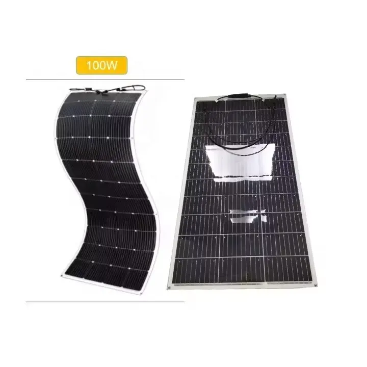 Panel surya fleksibel film mengkilap hewan peliharaan, Panel surya HJT PV monokristalin 100 watt untuk penyimpanan baterai bank daya portabel laut