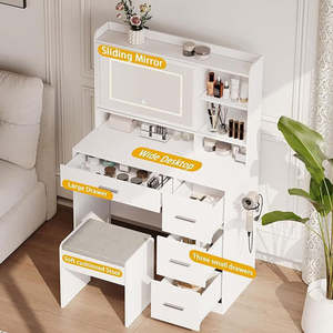 Hot Selling Factory Direct Lighted Mirror <b>Makeup</b> Vanity Set Panel Design Wholesale Minimalist Custom <b>Dressing</b> <b>Table</b> Furniture - Product Image 2