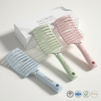 Brosse démêlante professionnelle personnalisée avec logo, antistatique, séchage rapide, à dents courbées et creuses, pour massage du cuir chevelu humide ou sec