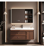 Meuble-lavabo mural moderne et élégant en bois avec comptoirs flottant armoire de salle de bain d'hôtel de luxe