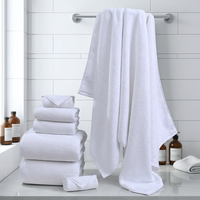 Handuk Mandi Komersial Katun Murni Putih Ring Spun Combed Tebal 570 GSM 70x150cm untuk Penggunaan Hotel