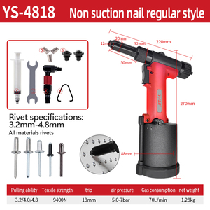 Khí nén Hydraumatic Tốc độ 3.2-4.8mm 18mm Hợp kim nhôm màu đỏ không khí riveters công cụ tốc độ cao Súng đinh tán - Product Image 6