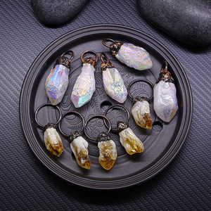 Angelo Aura ciondolo al quarzo-punto di cristallo naturale <span class=keywords><strong>portachiavi</strong></span> in pietra preziosa <span class=keywords><strong>925</strong></span> <span class=keywords><strong>argento</strong></span> placcato oro gioielli da donna - Product Image 3