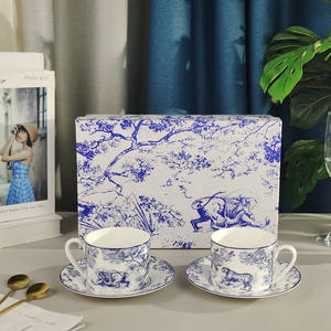 Le fabricant vend des services à café en porcelaine bleue de style européen et des ensembles de tasses et soucoupes en porcelaine - Product Image 1