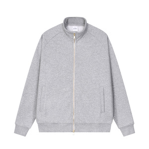 Veste zippée surdimensionnée de style streetwear pour homme, en coton French Terry, à col montant, motif uni, avec logo personnalisé - Product Image 4