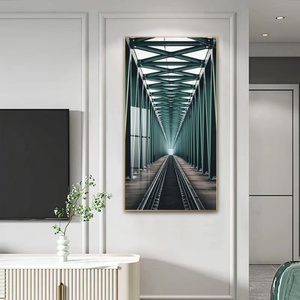 Peinture murale LED 3D en porcelaine cristalline de luxe moderne, cadre d'art mural, décoration intérieure, salon, hôtel, vente en gros, personnalisation - Product Image 5