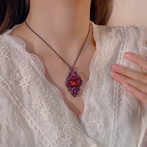 High Quality Eco-friendly Copper Cubic Zirconia Black Gold Plated Pendant Jewelry Woman Personalize Necklace for Daily Wear - Product Image 5