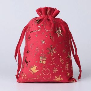 Ensemble de sacs cadeaux de Noël en polyester avec cordon de serrage et décorations Jingle Bell - Product Image 2