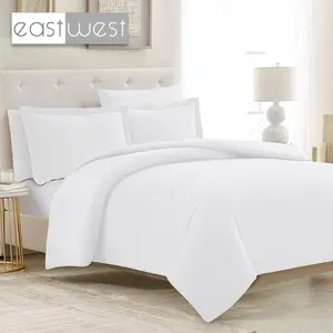 Harusion Inn Hotel Bed Set fornitore cotone egiziano percalle 400TC Plain White Super California King Signature Hotel lenzuola