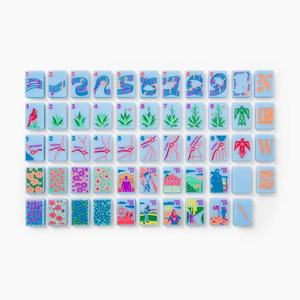 The Mahjong Line 160 American mahjong tiles, single-layer blue acrylic with musical note and floral patterns - Product Image 2