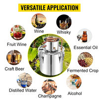 Alambic à alcool en acier inoxydable 12L 20L 30L 50L avec condenseur, chaudière de distillation d'eau et d'alcool 13,2 Gal avec tube en cuivre pour la fabrication de vin