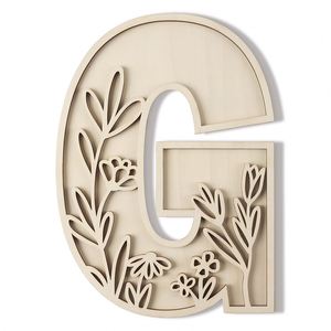 Letras de Madera Grandes de 12 Pulgadas en Capas, Letras Pintables con Diseño Floral para Manualidades, Decoración de Bodas, Cumpleaños y Hogar - Product Image 2