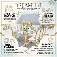 Nouvelle conception pour la vente en gros, table de salle à manger pour 10 personnes, mobilier d'hôtel, table dorée pour les mariages, mobilier de location