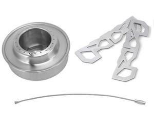 Réchaud à alcool portable en acier inoxydable pour le camping en plein air, petit réchaud à alcool liquide et solide avec un petit support - Product Image 2