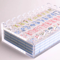 Boîte de rangement en acrylique pour tuiles de mahjong, vente en gros et personnalisation en usine, ensemble complet de mahjong avec étui de rangement pour collection de jeux