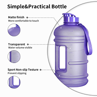 Bouteille d'eau sport Tritan sans BPA de 2,2 L avec marqueur de temps, grande capacité, pour boire directement, sûre et écologique, pour adultes, gym et activités de plein air