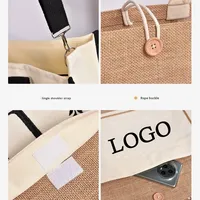Sac fourre-tout pliable en jute mère-fille, grande capacité, toile, sensation haut de gamme, sac à main en lin, imprimé UV, vente chaude transfrontalière