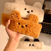 Serre-tête en peluche moelleux avec oreilles de panda mignonnes, bande Velcro réglable, idéal pour le lavage du visage, l'application de masques faciaux et le maquillage.