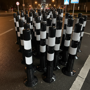 Poteaux de délimitation routière flexibles noirs de 75 cm avec <span class=keywords><strong>film</strong></span> réfléchissant 2*10 cm pour la sécurité routière en Israël - Product Image 1
