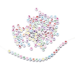 Perles en acrylique blanches avec alphabet coloré pour la fabrication de bijoux DIY, fournitures pour bracelets, perles rondes de 6 mm - Product Image 2