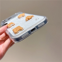 Coque de téléphone mignonne scintillante avec perles 3D, motif ours et étoile, pour iPhone 18 17 Pro Max 16 15 14 13, protection en époxy brillant effet crème