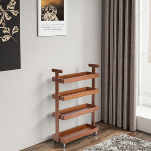 이동식 다층 대나무 카트 보관 주최자 트롤리 선반 스튜디오 다이닝 주방 거실 용 바퀴 - Product Image 2