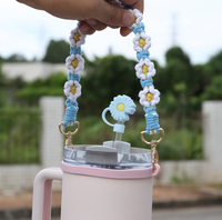 YDS pegangan botol air botol air tali pembawa silikon dengan tali bunga aster botol untuk Stanley Cup aksesoris