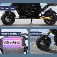 Trottinette électrique tout-terrain pour adultes 10000W, double moteur, batterie amovible 72V 100Ah, écran NFC + déverrouillage par application, version complète