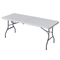 Hôtel mariage fournisseur portable peu encombrant rectangulaire en plastique table pliante fête pliable stockage BBQ pique-nique Table de jardin