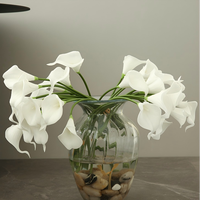 Bunga Calla Lily Buatan Sentuhan Realistis Warna Putih Ukuran 35cm untuk Pembuatan Buket Pernikahan dan Dekorasi Rangkaian Bunga