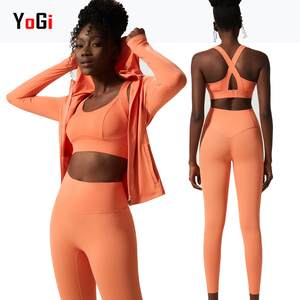 Conjunto de Yoga y Fitness de 3 Piezas para Niñas, Ligero, Transpirable, con Frente Sólido, Cintura Elástica, Estilo Moderno, Ajustado, Venta al Por Mayor - Product Image 3