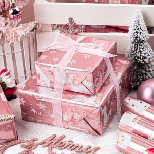 Pink Christmas Wrapping <b>Paper</b> Aluminum-coated <b>paper</b> packaging <b>paper</b> Christmas tree <b>pattern</b> wrapping <b>paper</b> - Product Image 1