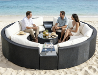 Sofá Seccional Modular Curvo para Exteriores con Mesa de Centro, Juego de Muebles de Patio Redondos en Forma de Media Luna para Villa de Lujo, Directo de Fábrica