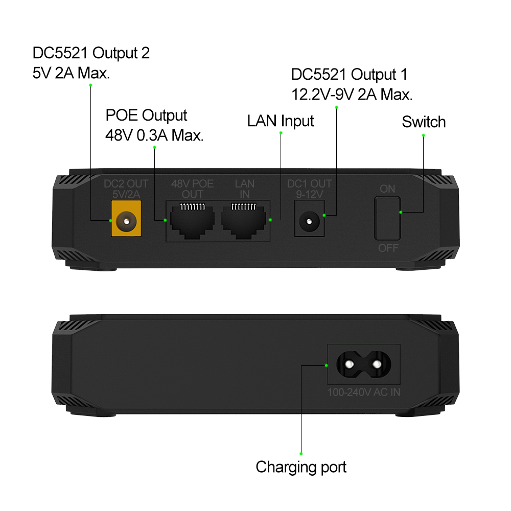 100V 240V вход переменного тока 48V POE LAN вход UPS неограниченный источник питания 10,8 v Mini Ups для Wi-Fi маршрутизатора 9v 12v