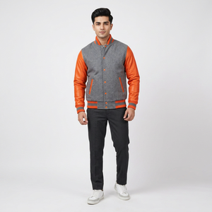 Custom Logo Wool Chenille Embroidery <b>Baseball</b> Collage <b>Jackets</b> <b>for</b> <b>Men</b> Varsity Bomber Blank Leather Sleeve Winter Bomber <b>Jacket</b> - Product Image 1