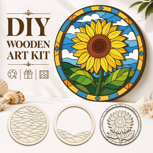 Set Artistico in Legno a Tre Strati Personalizzato OEM ODM, Kit di Pittura Girasole a Strati Tagliato al Laser, Set Decorativo da Parete all'Ingrosso - Product Image 1