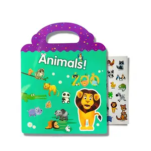 Custom theme based reusable washable kids decorative silicone TPE TPU sticker book for kids play