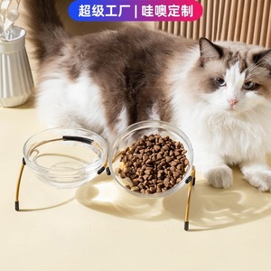 Bols en verre surélevés pour chats, design arrondi, pour la protection de la colonne cervicale des chats - Product Image 4
