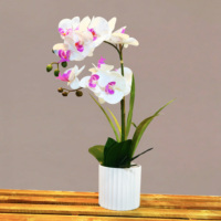 Meilleures ventes : Fleur d'orchidée papillon artificielle 3D à toucher réel avec pot, décoration de bureau et de maison, Saint-Valentin