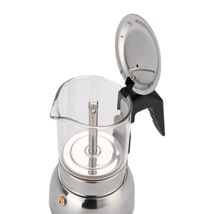 Máquina de café Moka Pot de acero inoxidable, <span class=keywords><strong>cafetera</strong></span> Espresso de vidrio, percolador de café con leche, estufa, <span class=keywords><strong>cafetera</strong></span> Moka superior, 200/300/450ML - Product Image 4