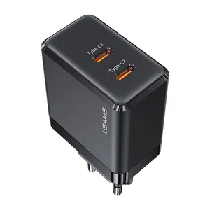 USAMS CC172 신제품 40W GAN 듀얼 USB-C PD 빠른 유형 C 충전기 범용 충전기 포트 전화 슈퍼 충전기