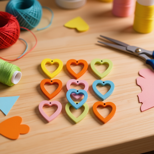 Accesorio de madera en forma de corazón Ilan de 23x24 mm, 10 piezas para manualidades - Product Image 2