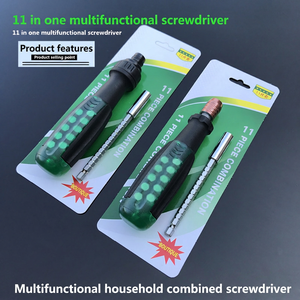 11 In 1 Multifunctional <b>Screwdriver</b> Set Ratcheting Interchangeable Bits Plastic Handle Anti Slip Texture Diy Tool Kit - Product Image 1