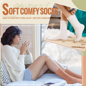 Solid Custom Grip <strong>Socks</strong> Unisex Home Floor Women <strong>Socks</strong> Soft Plush <strong>Fuzzy</strong> <strong>Socks</strong> - Product Image 6