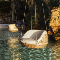 Hamac balançoire de loisirs d'extérieur en rotin PE, lit double suspendu type nid d'oiseau pour jardin d'hôtel, chaise balançoire pour lit de repos